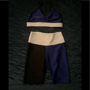 Olanno Daroch Align Biker and Tenacity Top in Blue Black White - Size 10